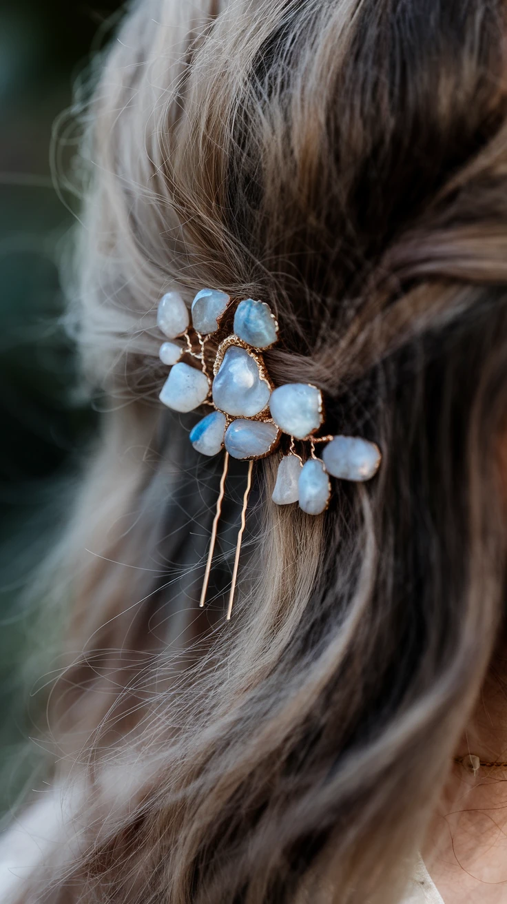 10. Raw Moonstone Hair Pin