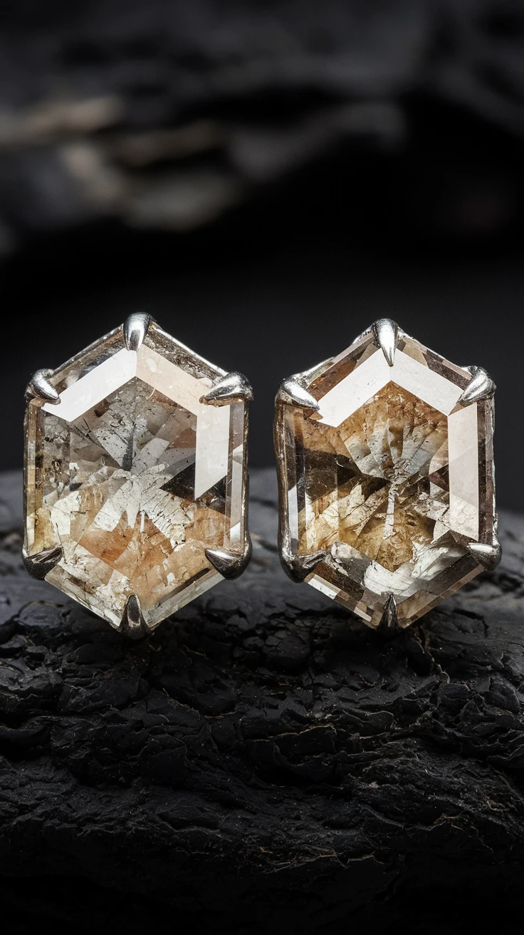 3. Raw Diamond Stud Earrings