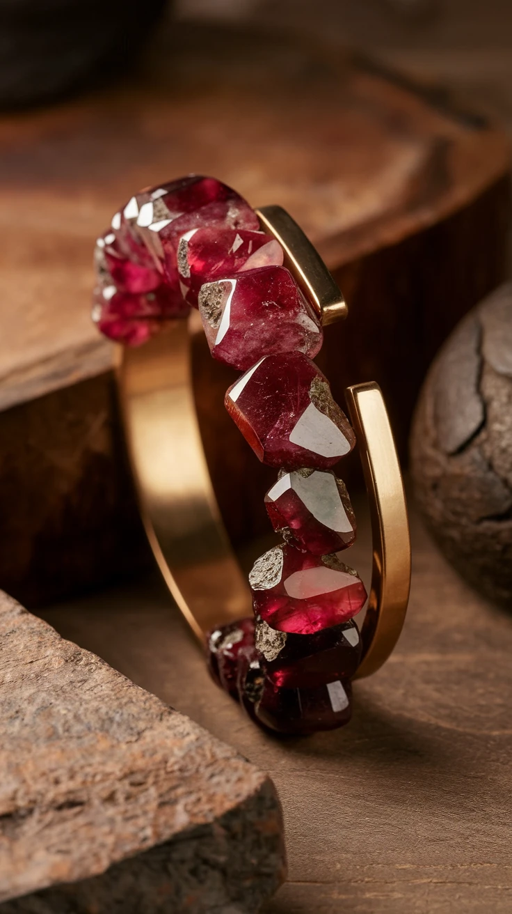 9. Raw Garnet Bangle Bracelet