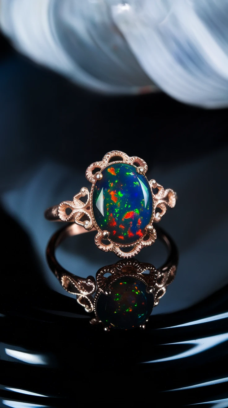 1. Enchanting Black Opal Rings