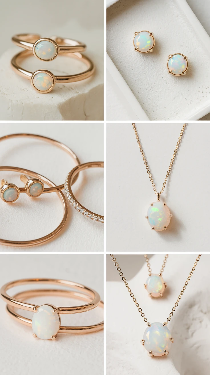 4. Minimalist Opal Beauty Set: Understated Sophistication