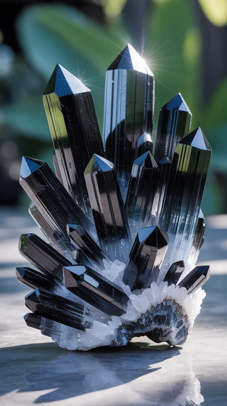 4. Natural Black Tourmaline Clusters