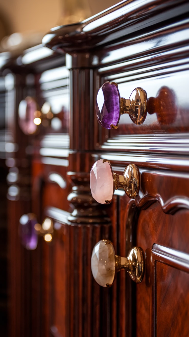 5. Gemstone Cabinet Knobs and Hardware