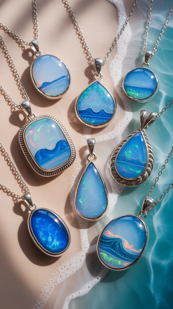 5. Mystical Ocean: Blue Opal Pendants