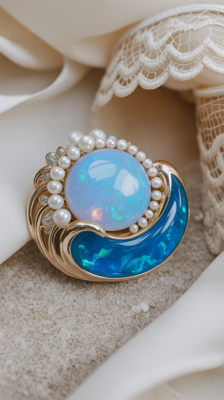 6. Elegant Touches: Blue Opal Brooches