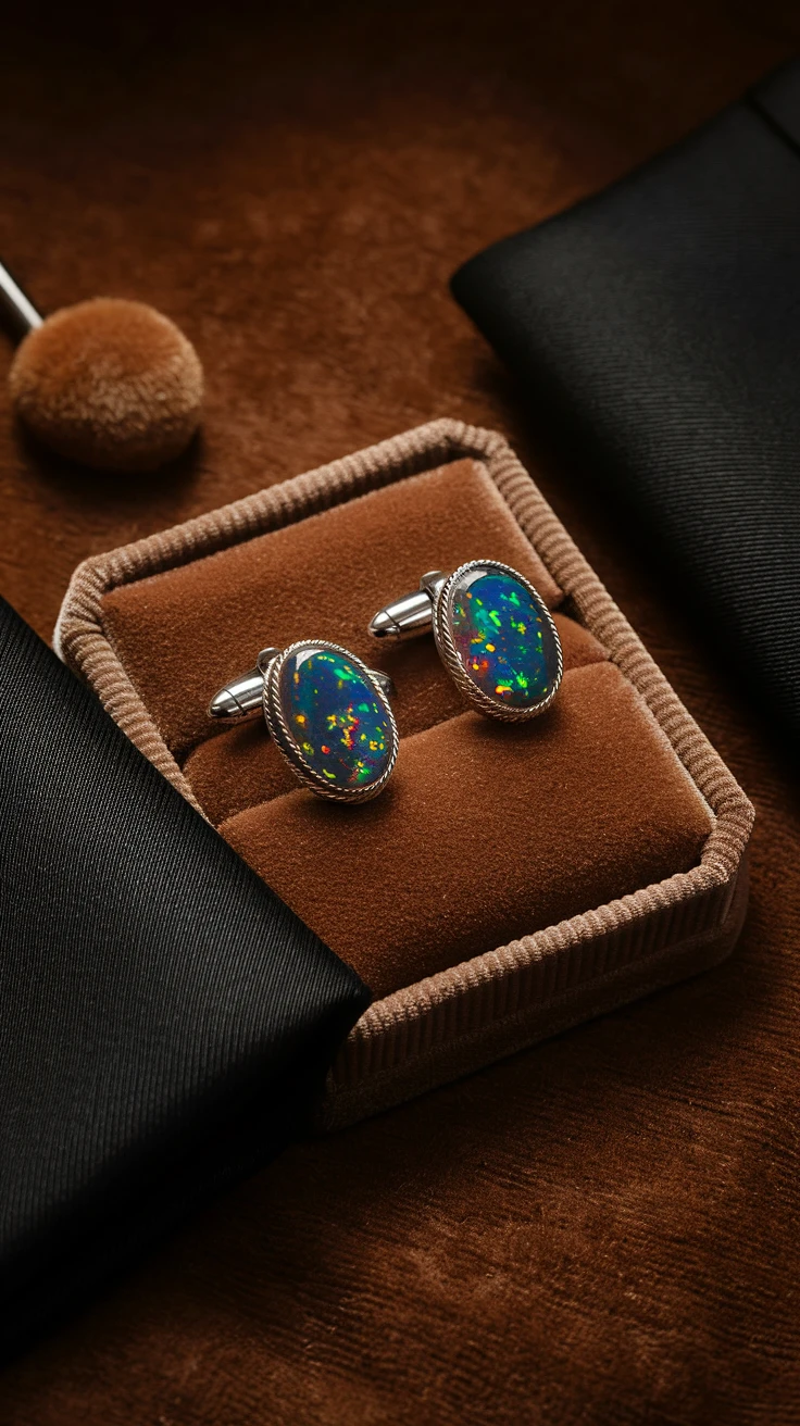 6. Sophisticated Black Opal Cufflinks