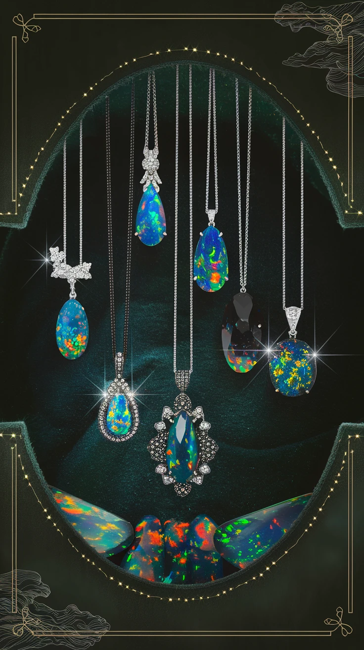 7. Dazzling Black Opal Pendants