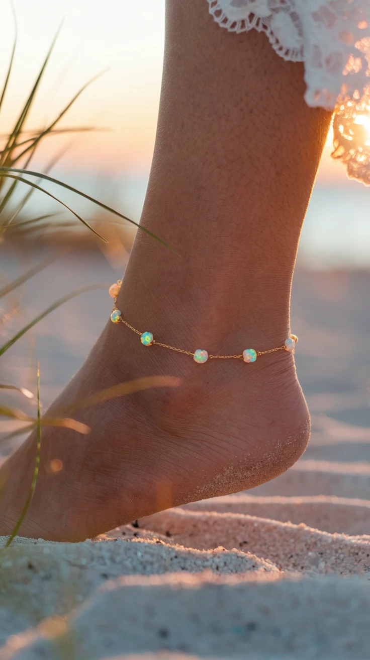 7. Delicate Opal Anklets