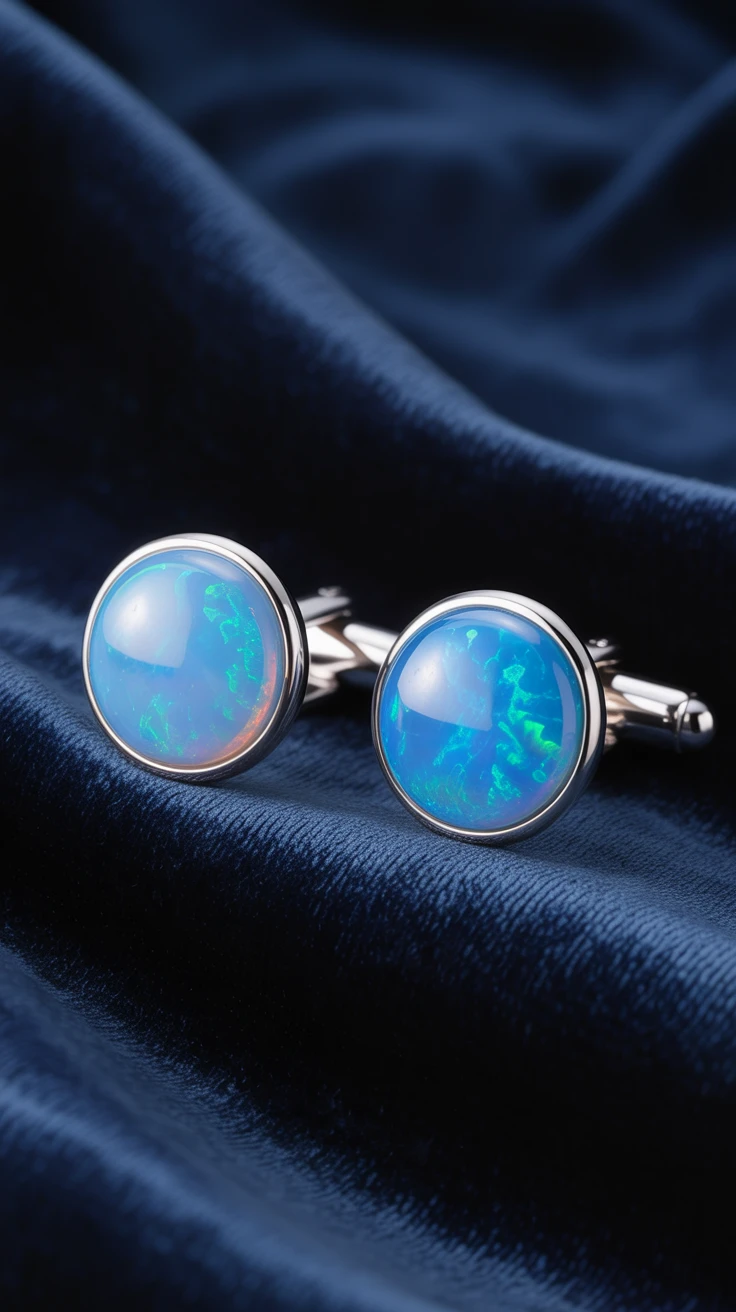 8. Dapper Details: Blue Opal Cufflinks