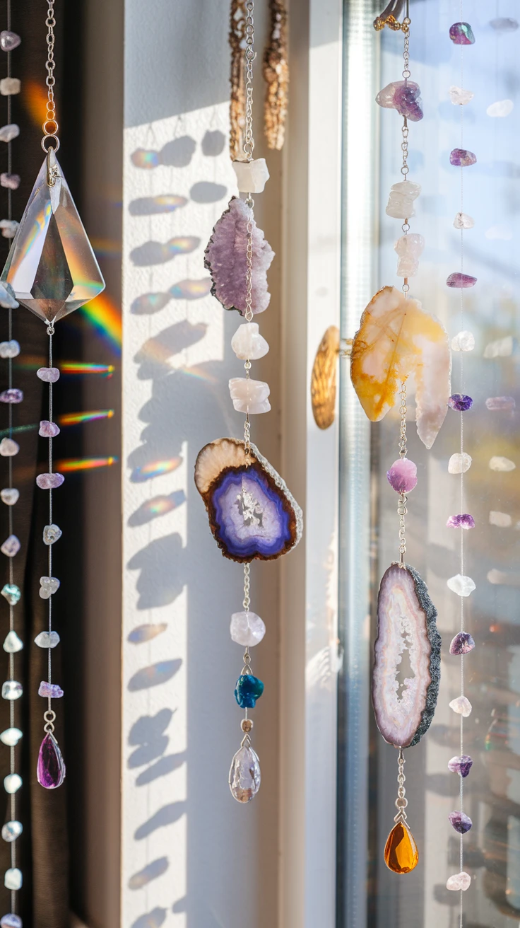 9. Gemstone Window Hangings and Suncatchers